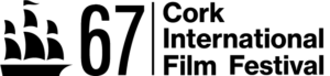 Logo for the 67th Cork International Film Festival. black text on white background accompanied by the icon of a ship with sails